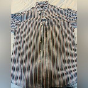 Jos A Bank Travelers Collection Men’s ShortSleeve Buttonup blue red white Shirt